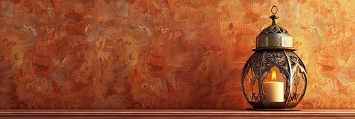 Serene tafelopstelling arabische lamp panorama