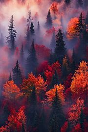 Autumnal forest mist - a blaze of colour by Poster Art Shop