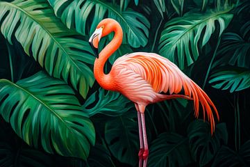 Flamingo in de jungle van Poster Art Shop