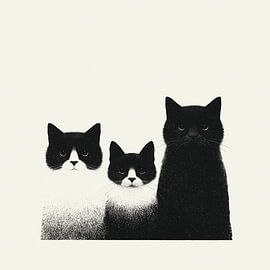 Minimalistische schwarz-weiße Katzen von PixelMint.