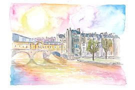 Historische Bath England Szene mit Sonnenuntergang über Avon