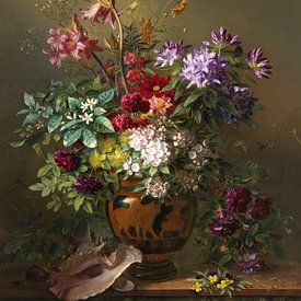 Stilleven met bloemen in een Griekse vaas van Schilders Gilde