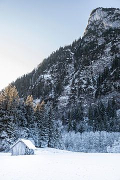 Hutje in de sneeuw - Ammergauer Alpen van Angelique van Esch