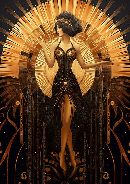 Art Deco tanzende stilvolle Frau von Jan Bechtum