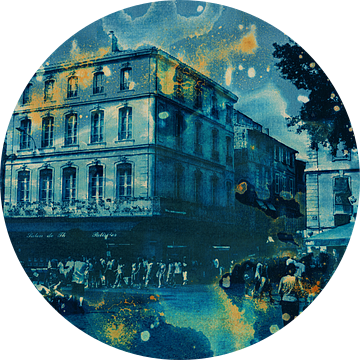 Natte cyanotypie van de Place de l'Horloge in Avignon van Retrotimes