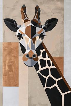 Geometrische Giraffe im minimalistischen Stil von De Muurdecoratie
