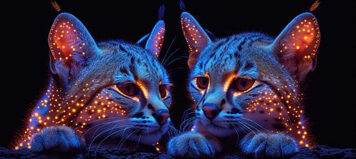 Neon Cat Art | Sapphire Hunters Night