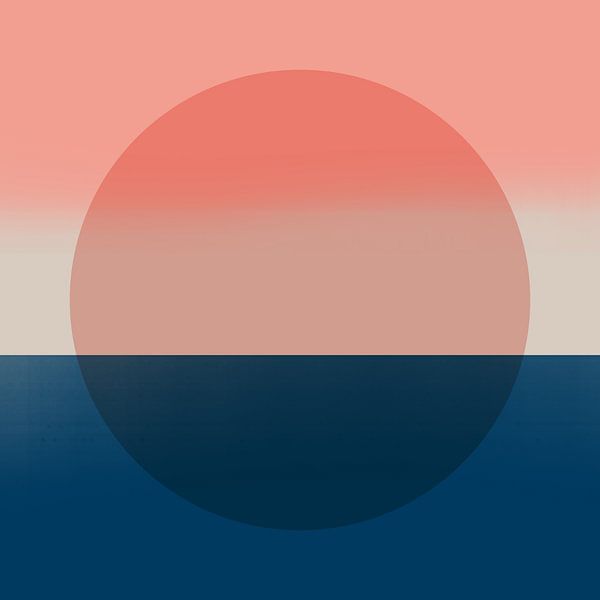 Neon-Kunst. Bunte minimalistische geometrische abstrakte in blau, rosa, terra von Dina Dankers