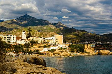 Coast and mountains Sierras de Tejeda of Nerja Andalusia Spain by Dieter Walther