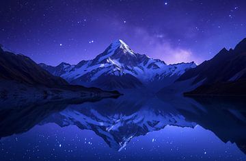 Berg stilte nacht reflectie van fernlichtsicht