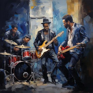 Blues spelende muzikanten artistiek van The Xclusive Art