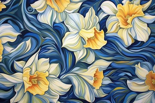 Narzisse | Bezaubernde Frühlingsblüte | Narzissen im Op-Art-Stil