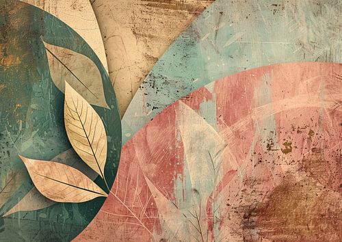 Abstracte Bladeren | Rustiek Tuin Schilderij met Bladeren