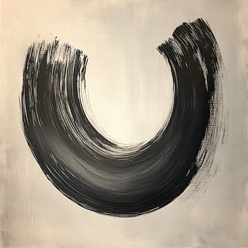 Minimalistische U-Vormige Penseelstreek in Japandi Stij van Dream Designs art work