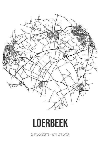 Loerbeek (Gelderland) | Karte | Schwarz und Weiß von Ortsdrucke