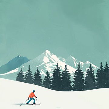 Langlaufers in het winterlandschap