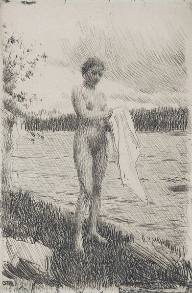 Nackte Frau, Talfluss, Anders Zorn, 1919 von Atelier Liesjes