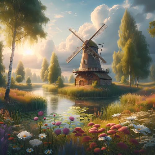 Windmolen in de zomer