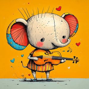 Der schwingende Elefant mit seiner Gitarre