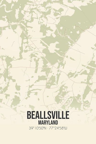 Vintage map of Beallsville (Maryland), USA. by Prints of Place