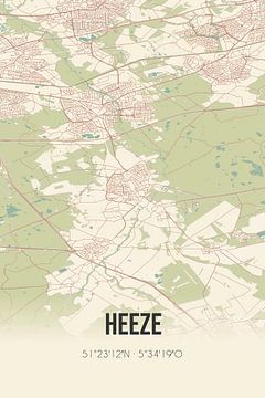 Vintage landkaart van Heeze (Noord-Brabant) van MijnStadsPoster