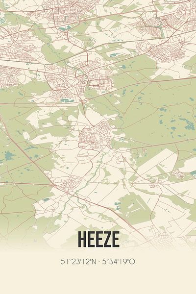Vintage landkaart van Heeze (Noord-Brabant) van Stad & Wand
