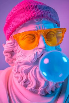 Modern standbeeld met kauwgombubbel van Poster Art Shop