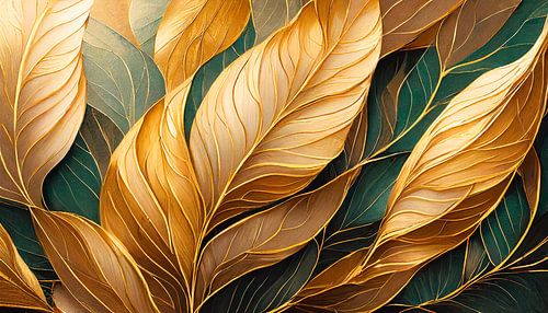 Bladeren met gouden en groene kleuren