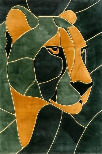 Cheeta in glas-in-lood stijl schilderij