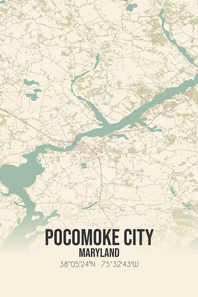 Vintage map of Pocomoke City (Maryland), USA. by Prints of Place