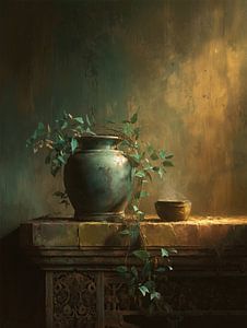 Teal Vase Warm Light