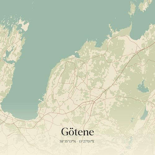 Alte Karte von Götene, Schweden.