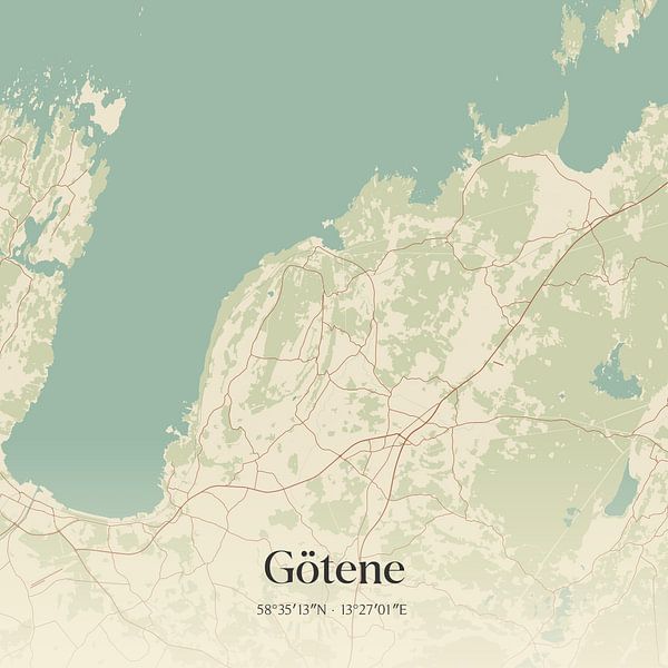 Vintage map of Götene, Sweden. by Prints of Place