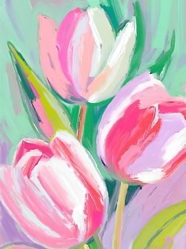 Drie tulpen van Kim Karol / Ohkimiko