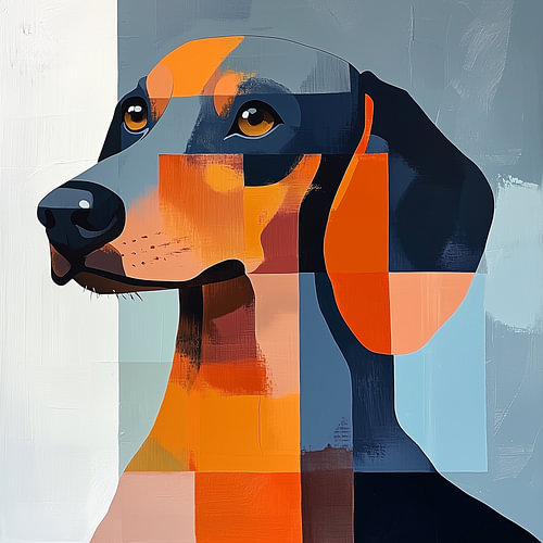 Krachtige Blik – Modern Abstract Hondenportret teckel