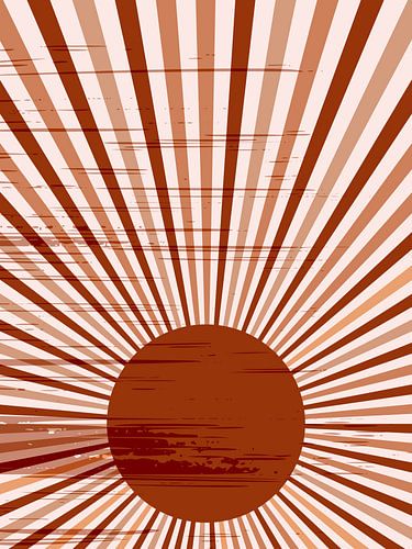 Minimalistische retro kunst in terracotta. Zonsopgang.