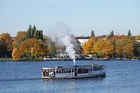 Hamburg : Buitenste Alster met Alster cruiseschip I Schip op de Alster, Hamburg, Duitsland, Europa