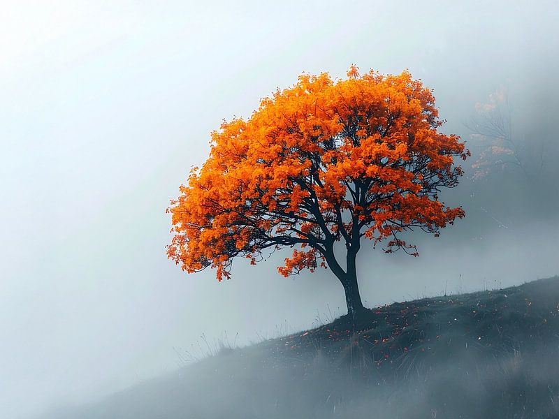 The tree in the fog, contrasts - De boom in de mist,contrasten by Christina Bauer Photos