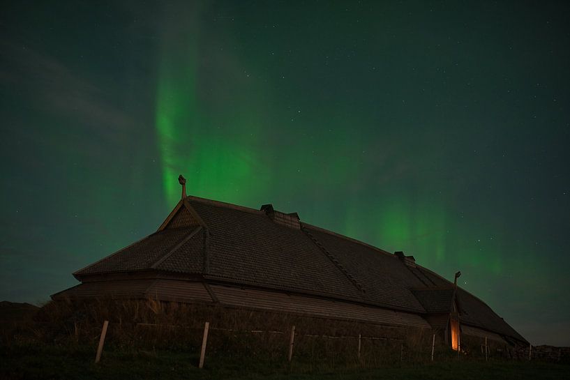 Northern lights above the Viking nave by Kai Müller