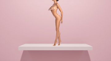 Gemälde einer nackten Frau: Charmant im Bücherregal von Surreal Media