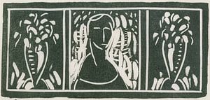 Linolschnitt mit Widmung von Sherwood Anderson, Alfred Henry Maurer
