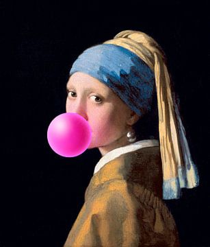 Mädchen mit dem Perlenohrring Kaugummi von Maarten Knops