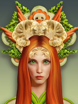 Rothaarige Frau mit Gemüse