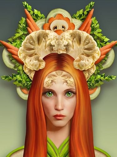 Rothaarige Frau mit Gemüse