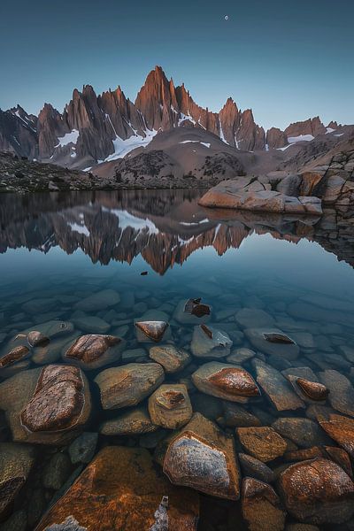 Ochtendlicht kust bergtoppen van fernlichtsicht