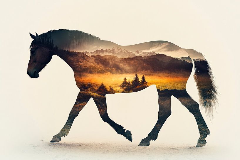 Pferd mit Landschaft von Poster Art Shop