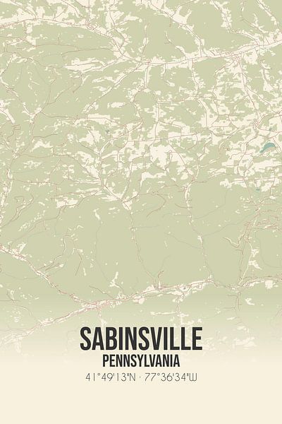 Carte ancienne de Sabinsville (Pennsylvanie), USA. par Affiches de lieux