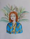 Portret van roodharige vrouw met bladeren van Iris Kelly Kuntkes thumbnail