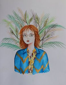 Portrait of redheaded woman with leaves by Iris Kelly Kuntkes