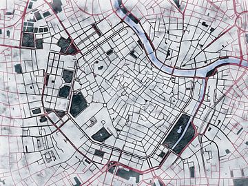 Kaart van Wenen centrum in de stijl 'White Winter' van Maporia